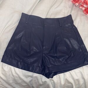 Women's Navy Generation Love Leather Shorts